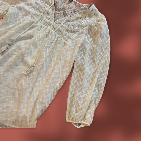 Anthropologie One September Peasant Top with Sheer Sleeves Women Sz. Small - Picture 3 of 11